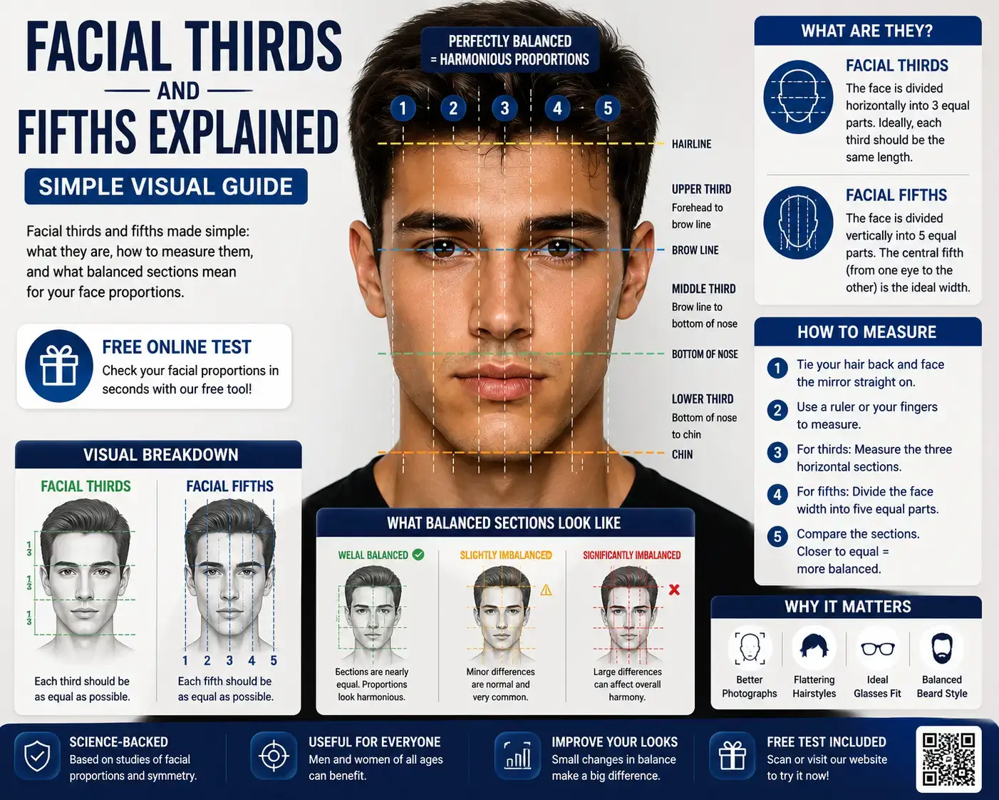 Facial Thirds and Fifths Explained (Simple Visual Guide)