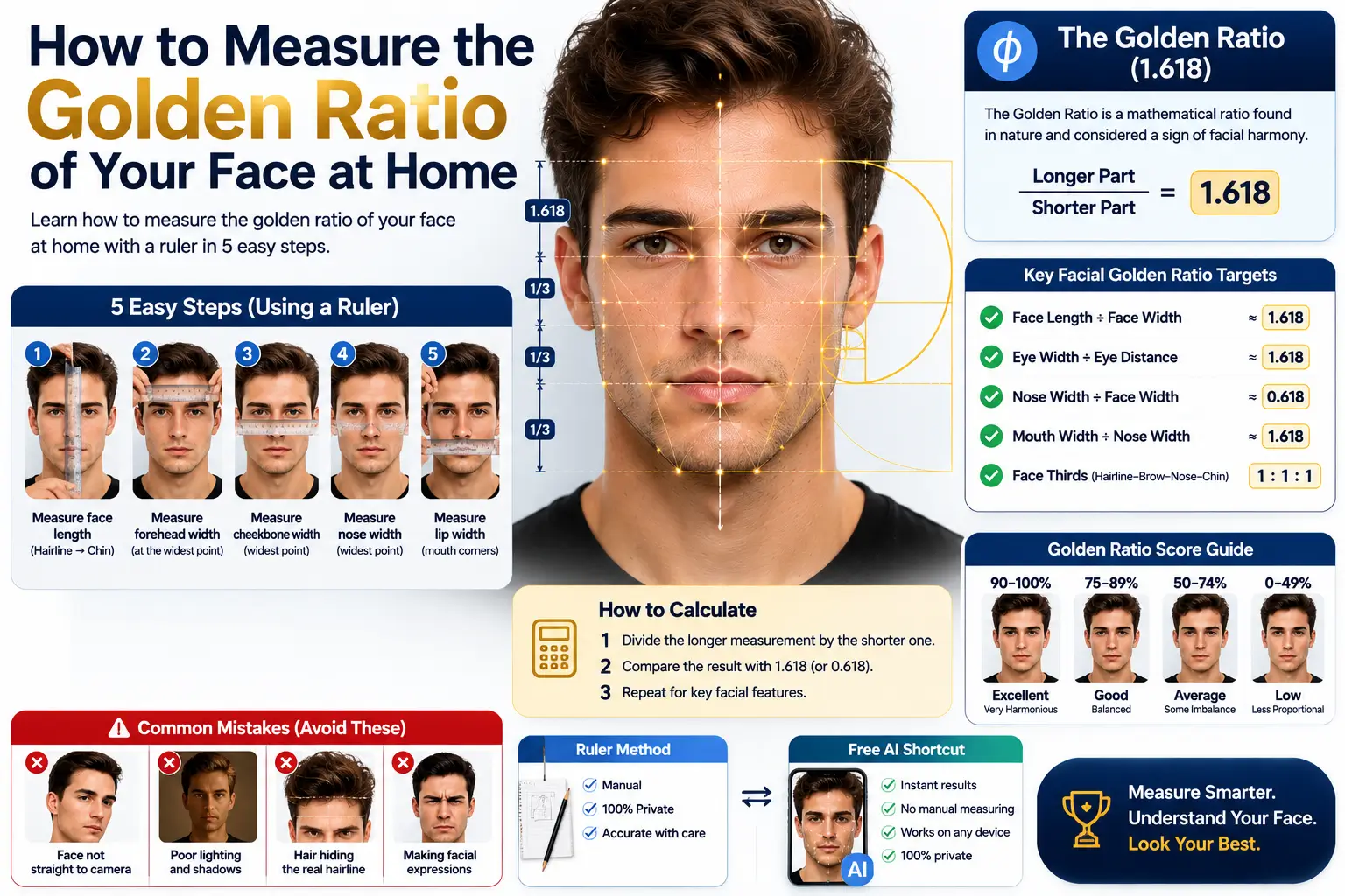 How to Measure the Golden Ratio of Your Face at Home