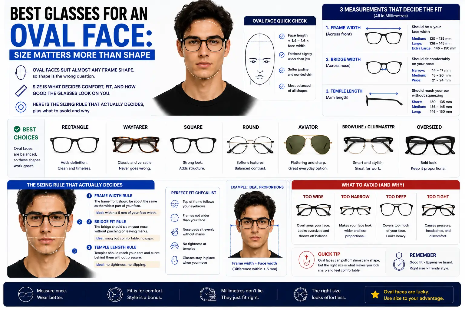 Best Glasses for an Oval Face- Size Matters More Than Shape