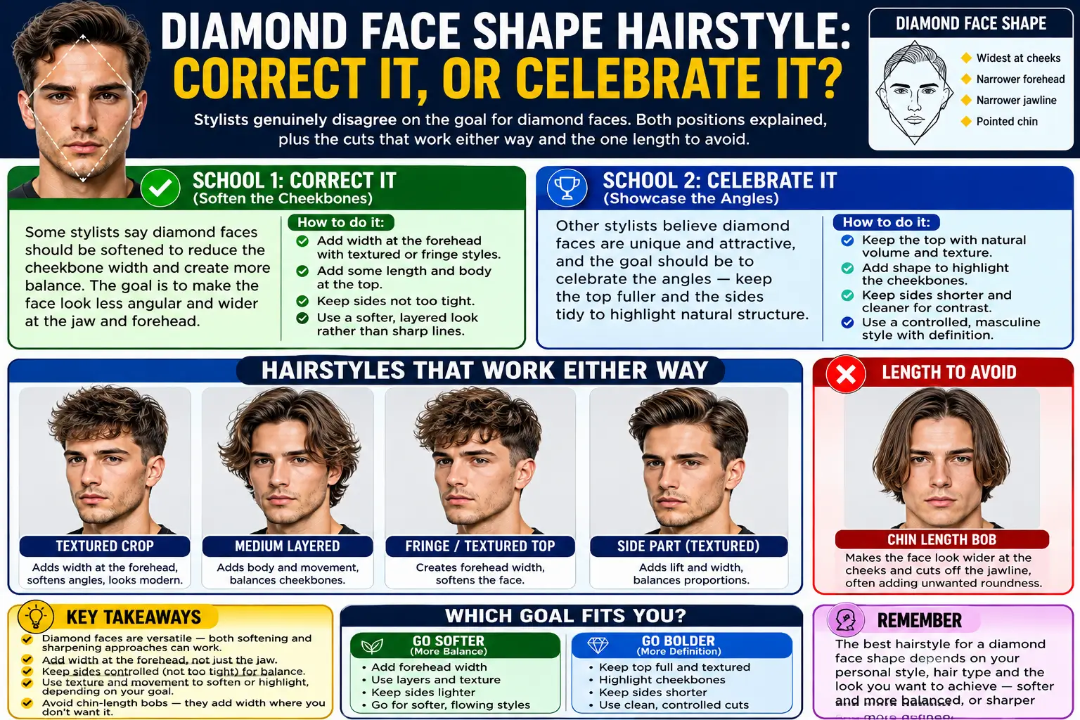 Diamond Face Shape Hairstyle- Correct It, or Celebrate It