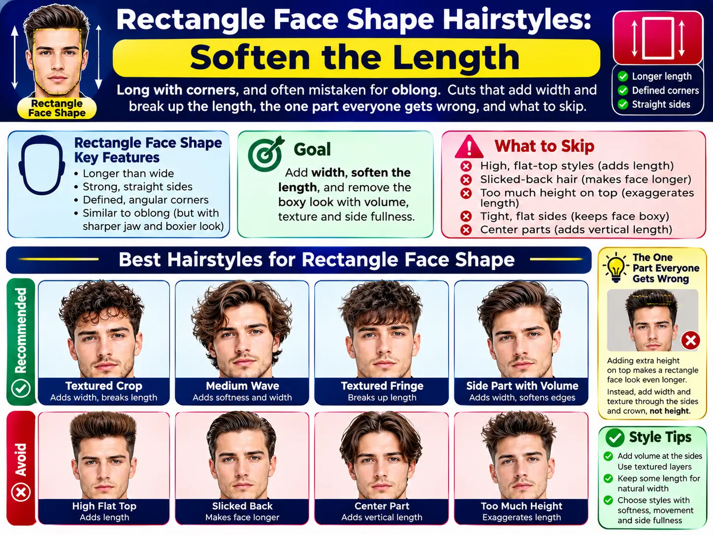 Rectangle Face Shape Hairstyles- Soften the Length