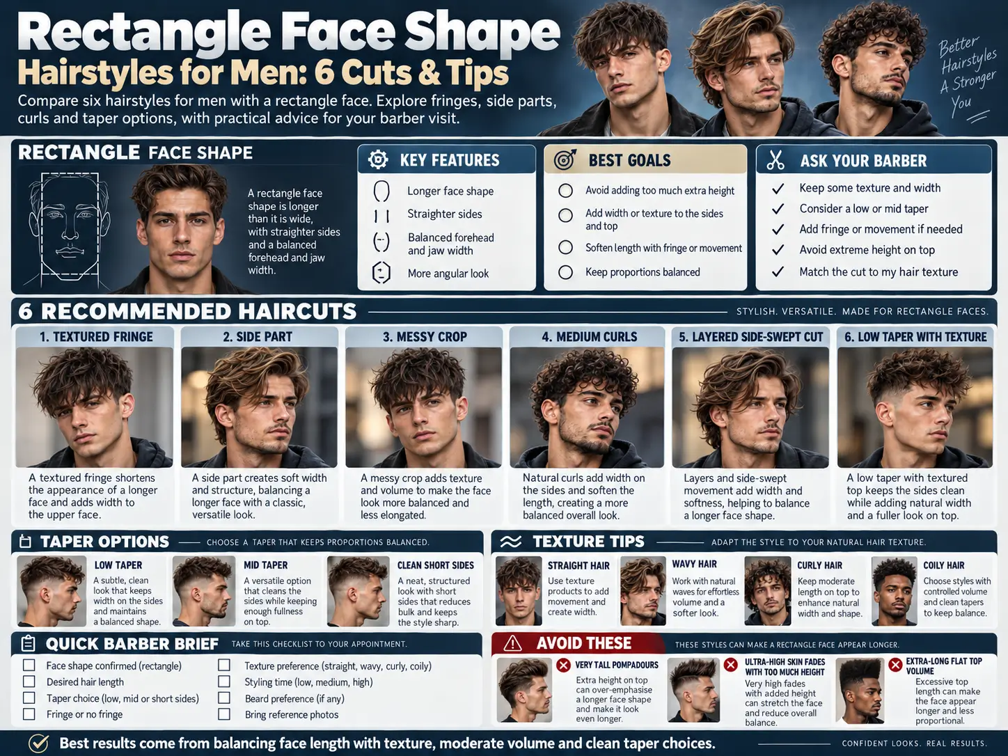 Rectangle Face Shape Hairstyles for Men- 6 Cuts & Tips