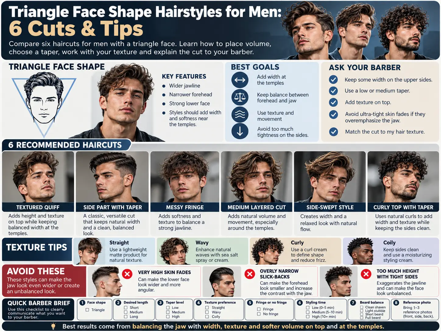 Triangle Face Shape Hairstyles for Men: 6 Cuts & Tips