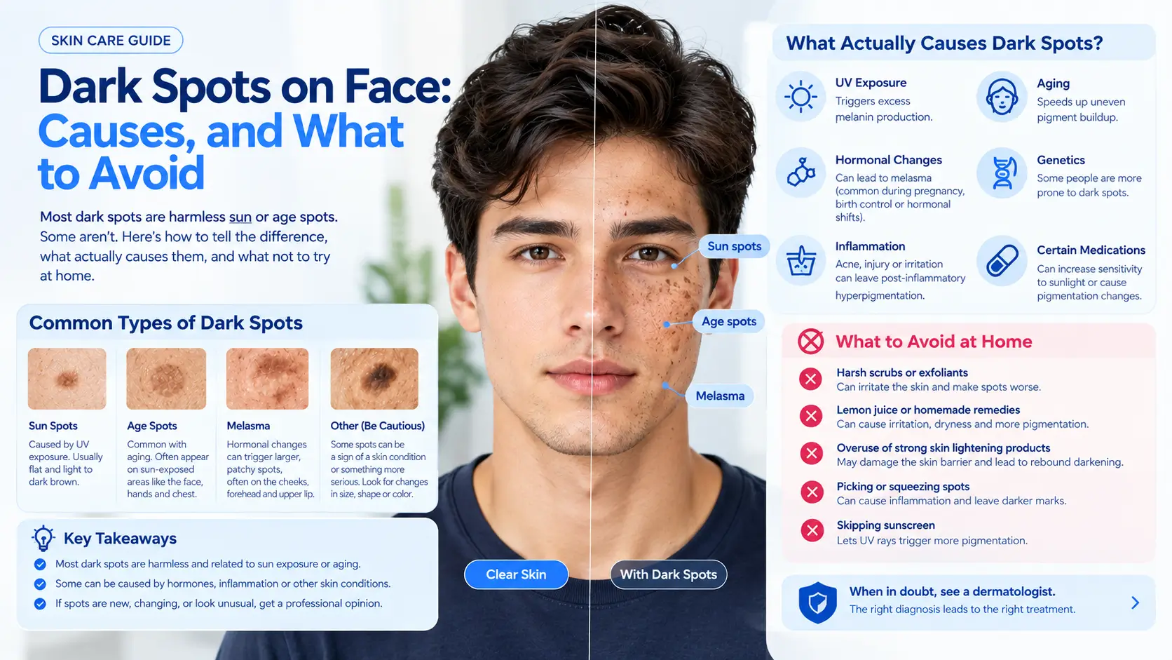 Dark Spots on Face: Causes, and What to Avoid
